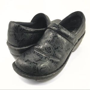 BOLO Black Tooled Clogs 9.5